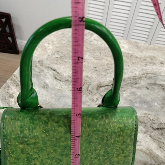 Fairy purse with flowery reveal tiny green handbag crossbody with handle 6x3x5 - Picture 8 of 14